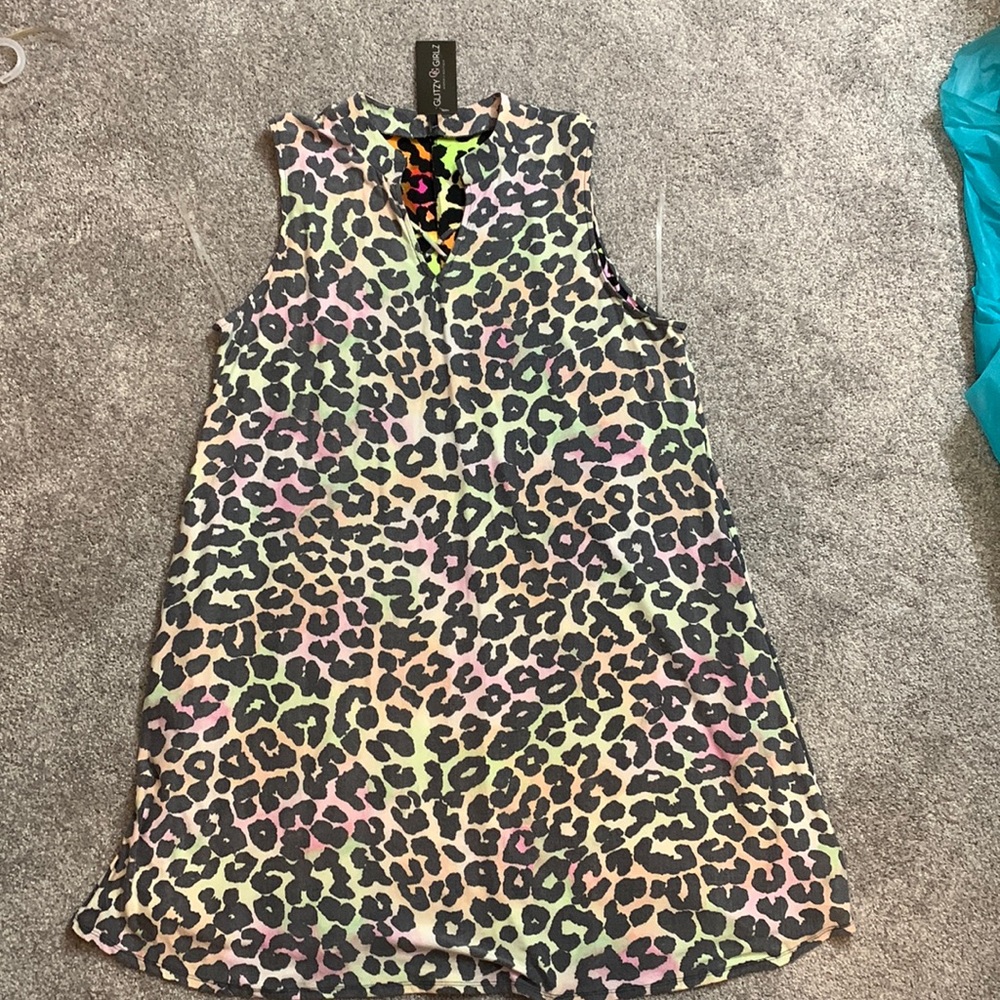 Knee length colorful leopard sundress